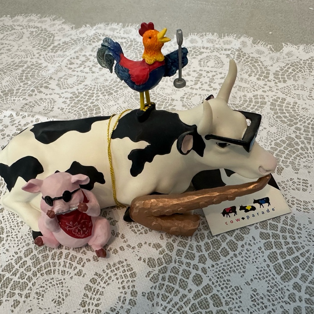 Cow Parade Mixed Plate Blues Cow NIB